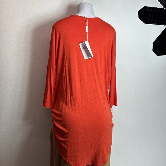 (T6) LE LIS BLANC DEUX, Orange stretch blouse with full sleeves,size P/M USA - Picture 3 of 12